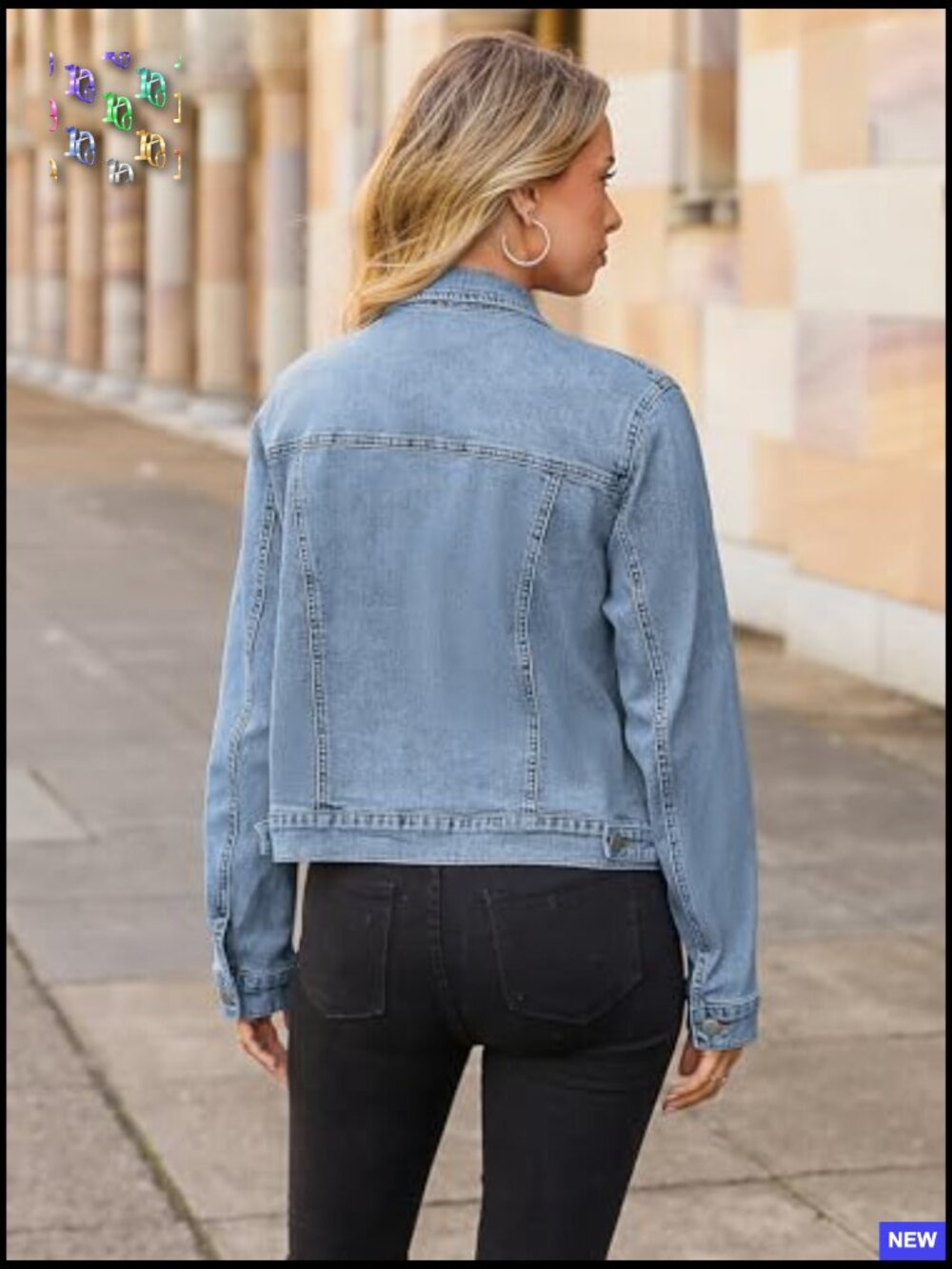 Classic Denim Jacket Long Sleeve Button Down Fitted Western Coat with Pockets - Picture 5 of 7